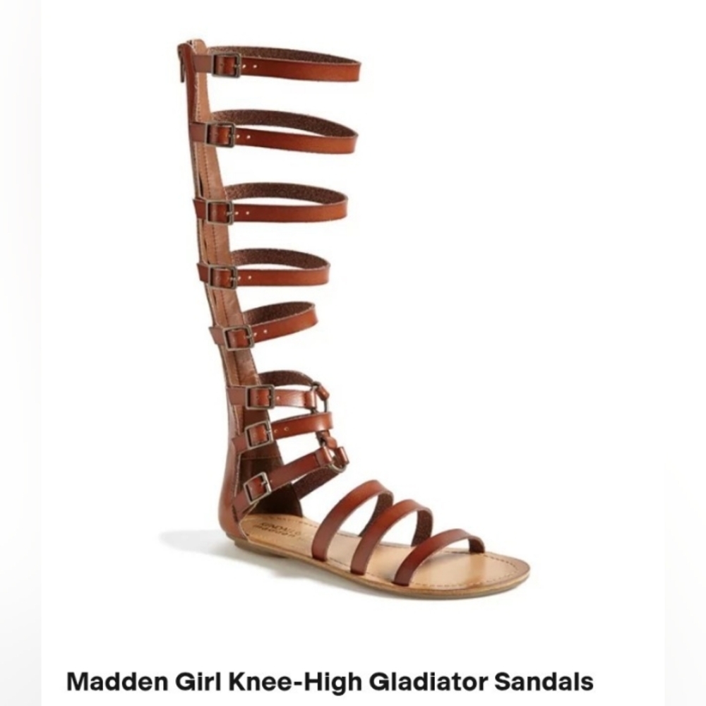 Madden Girl Kendal & Kyle Brown Leather Knee High Gladiator Sandals